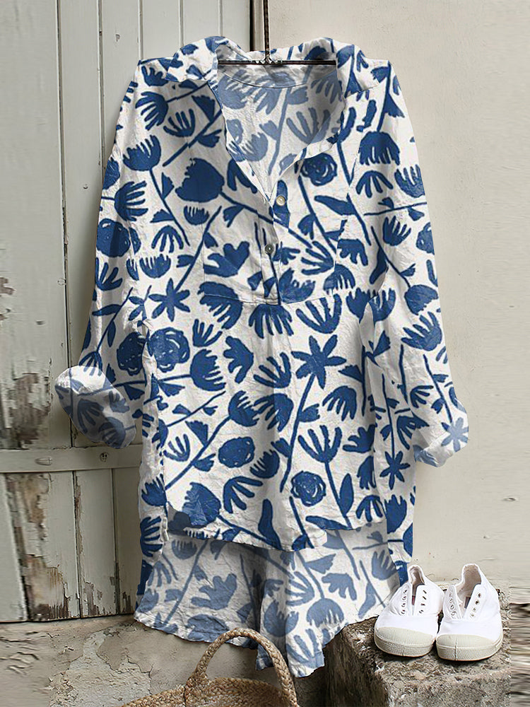 Japanese Art Print Casual Long-sleeved Shirt