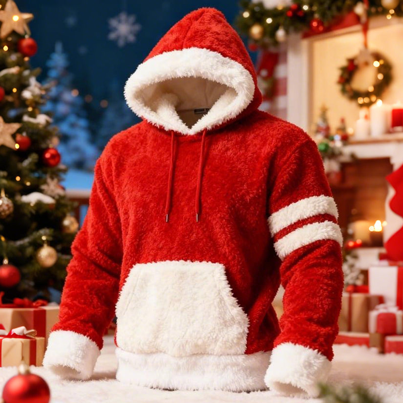 Comstylish Men's Christmas Casual Plush Warm Hoodie