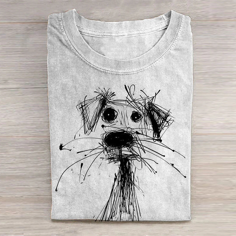 Comstylish Funny Art Dog Print T-Shirt