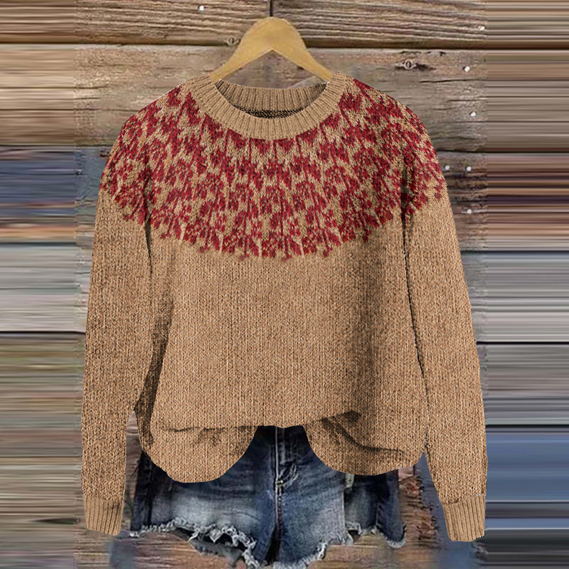 Vintage Icelandic Floral Crew Neck Sweater elevenforest
