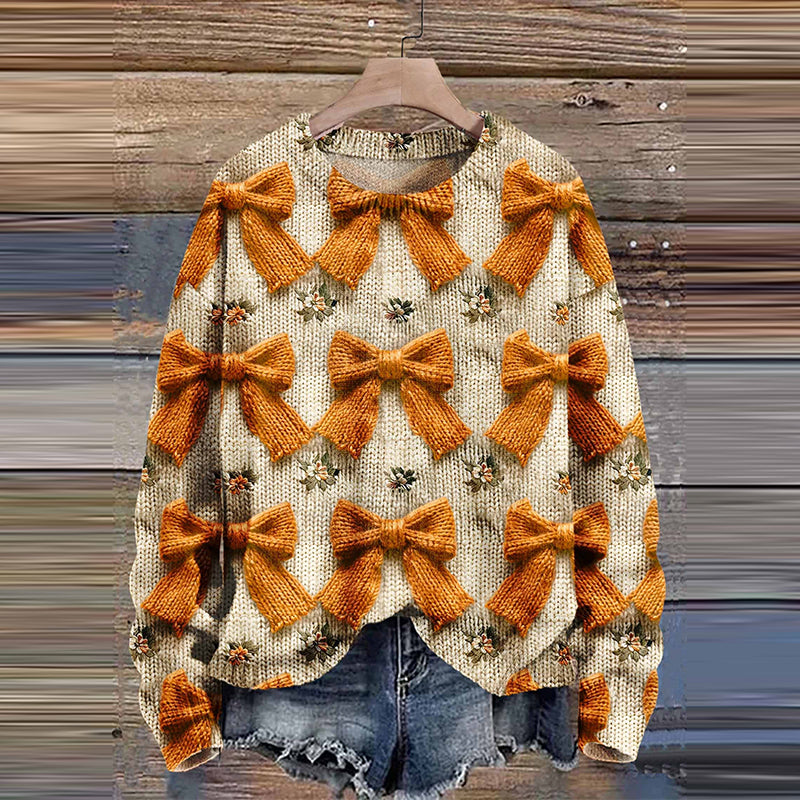 Bow Tie Autumn Season Halloween Art Print Knit Pullover Sweater artswardrobe