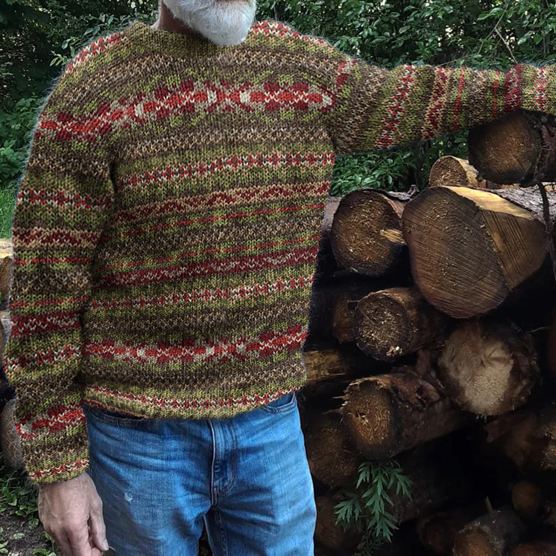 Mens Vintage Fair Isle Knitted Art Cozy Knit Sweater elevenforest