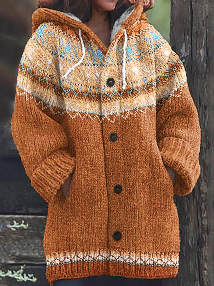 Vintage Icelandic Knit Jacquard Warmth Print Women's Sweater elevenforest