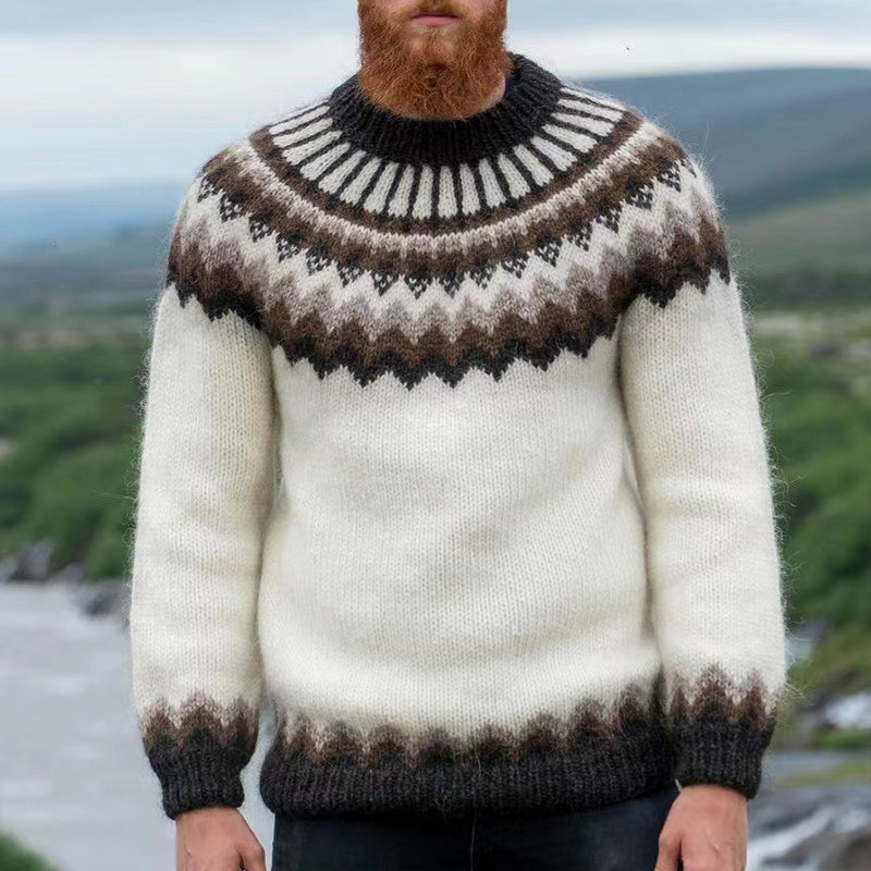 Leisure White Fair Isle Surf Graphics Jacquard Sweater elevenforest