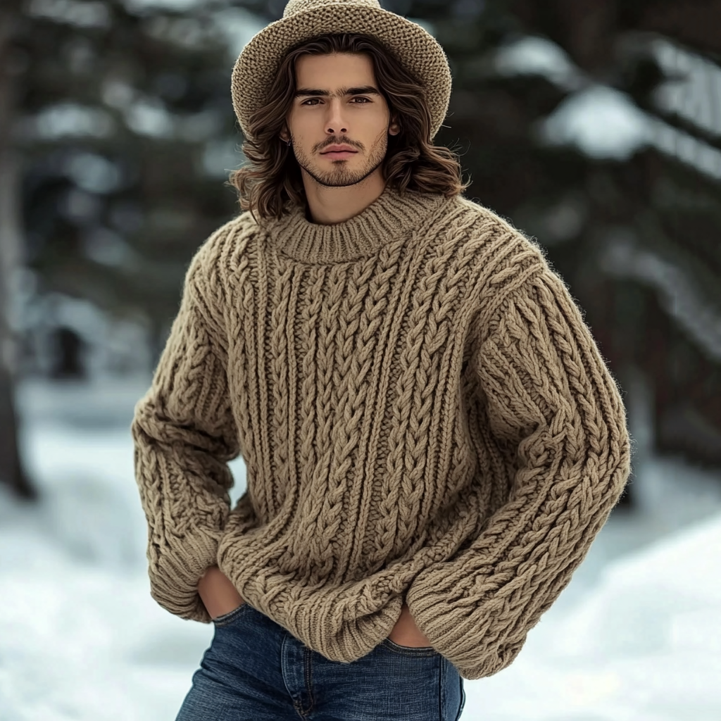 Men's Vingate Chunky Knit Crew Neck Sweater artswardrobe