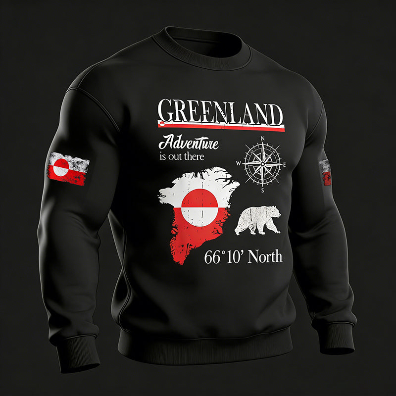 Greenland Landmark Print Casual Crew Neck Sweatshirt elevenforest