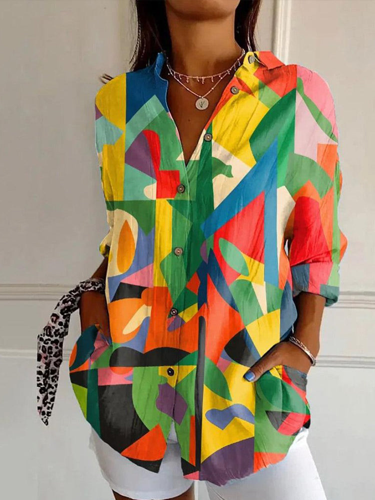 Comstylish Colorful Geometric Abstract Art Women's Shirt