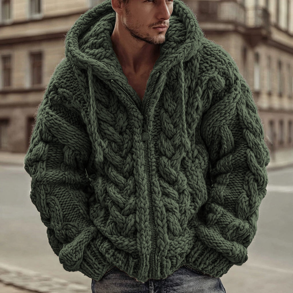 Vintage Fairman Island Jacquard Zip Hooded Cardigan Sweater artswardrobe