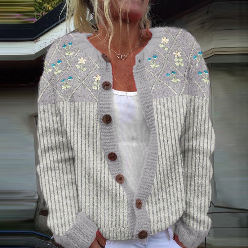 Vintage Icelandic Floral Irregular Knit Sweater elevenforest