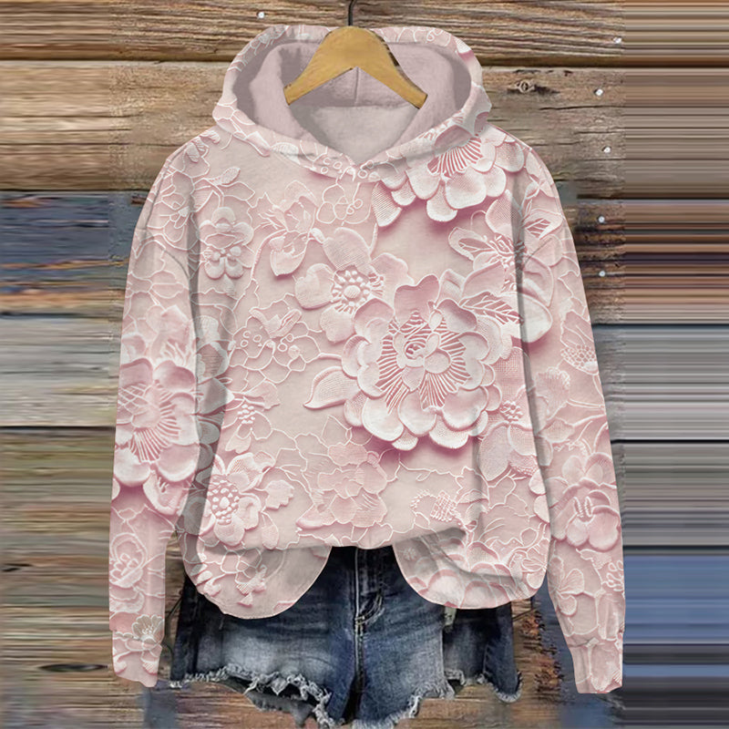 Comstylish Vintage Floral Embroidery Art Cozy Women's Hoodie