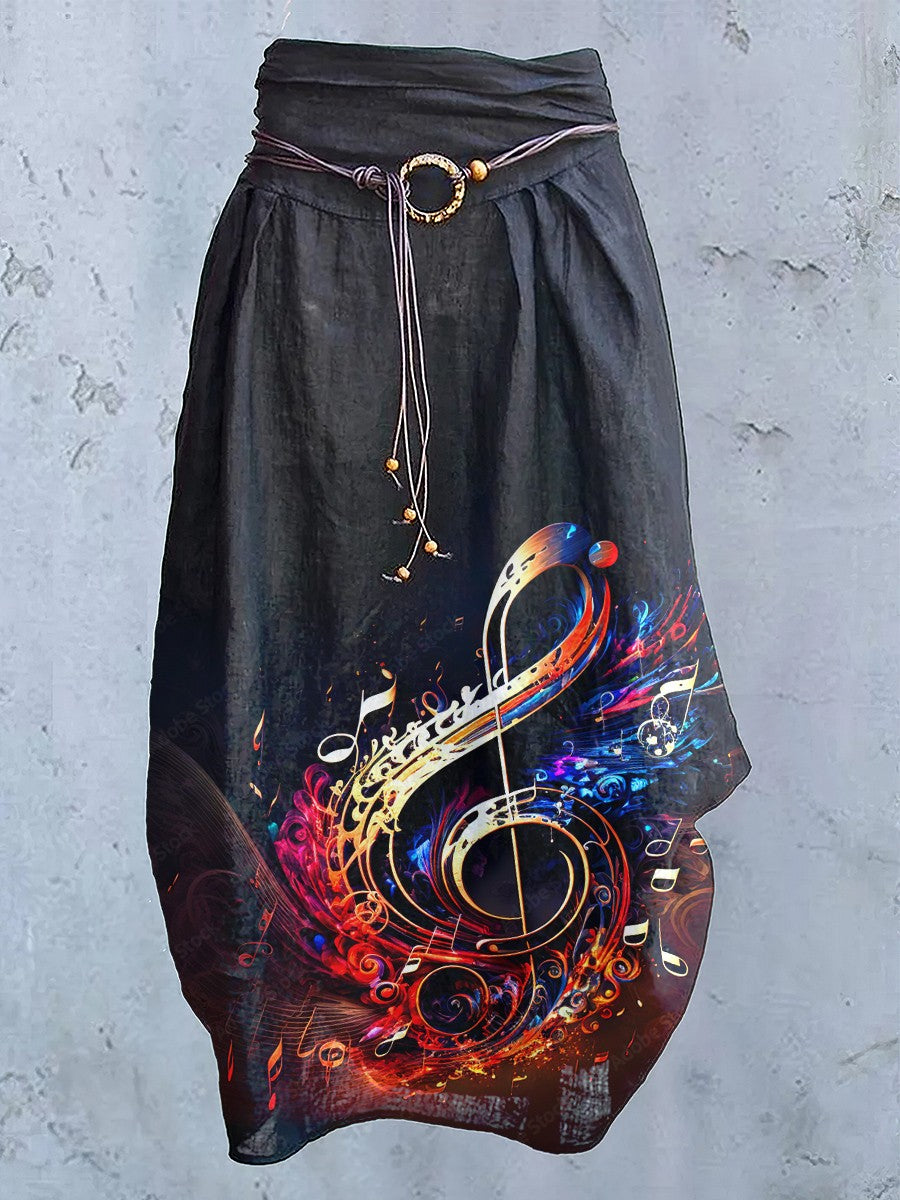 Women's Music Note Art Design Casual Skirt