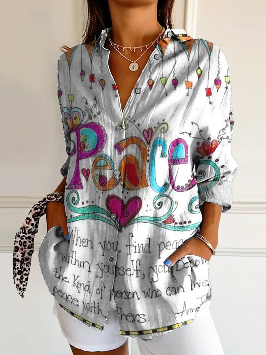 Women's Art Painting Hippie Print Long Sleeve Shirt