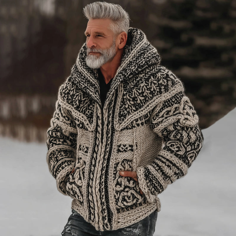 Men's Vintage Viking Celtic Knot Pattern Art Cozy Hooded elevenforest