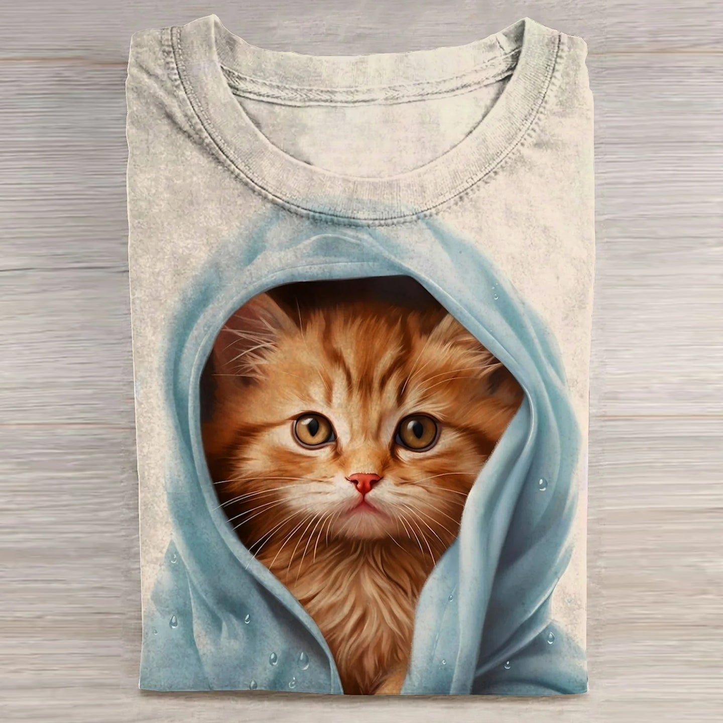 Comstylish Cute Kitty Art Print Casaul T-Shirt