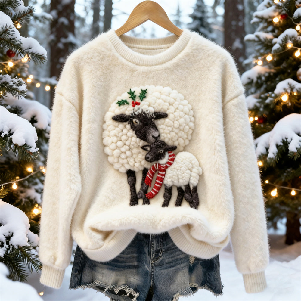 Christmas Cuddly Lamb Women's Soft Fleece Sweater