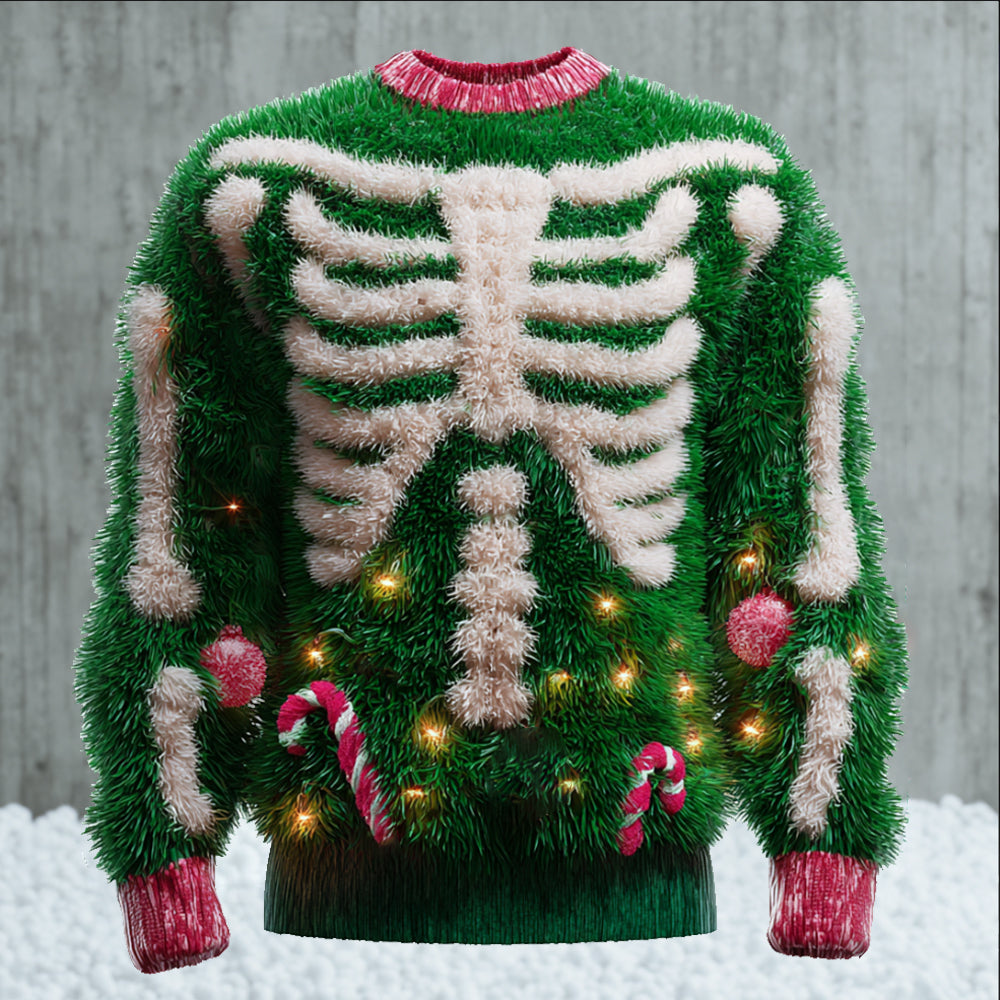 Comstylish Electric Shock Santa Claus Color-blocked Fleece Crewneck Sweatshirt