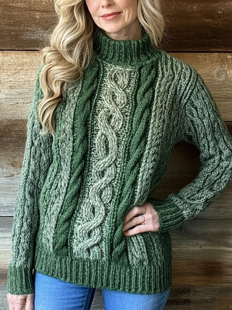 Classic Celtic Jacquard Vintage Cozy Turtleneck Sweater artswardrobe