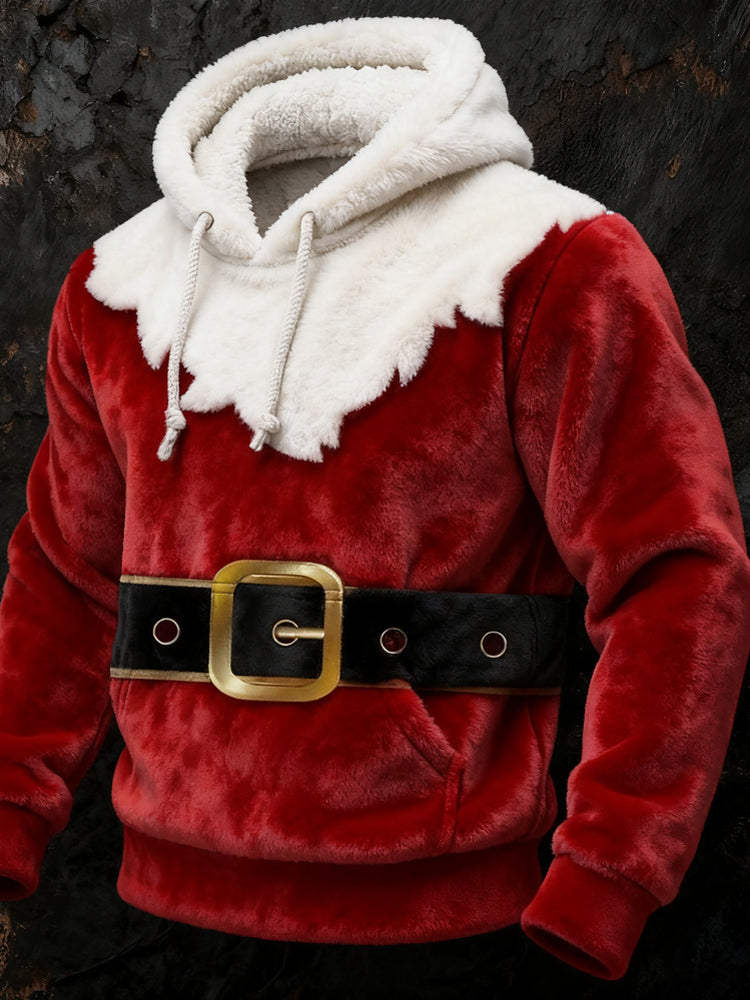Comstylish Men's Christmas Santa Inspired Cozy Plush Hoodie