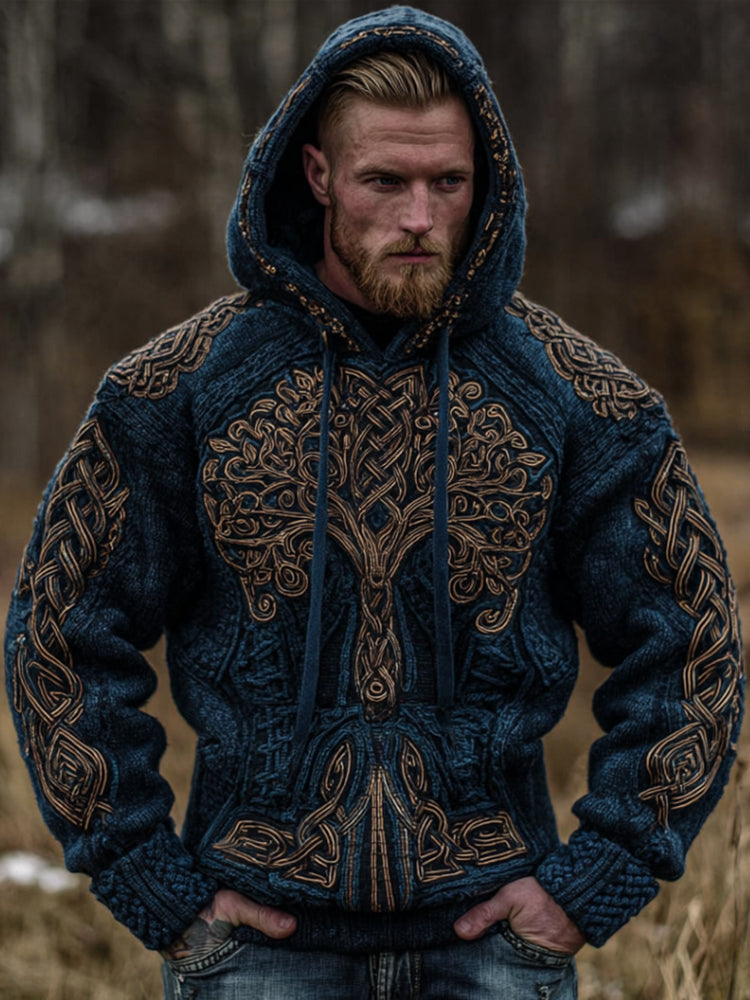 Men's Viking Yggdrasil Celtic Knot Art Weaving Hoodie Sweater elevenforest