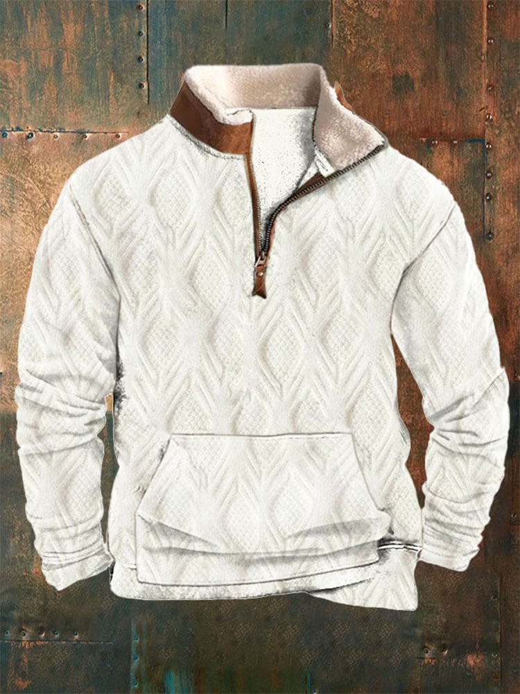 Men's Vintage Printed Casual Zipper Sweatshirt elevenforest