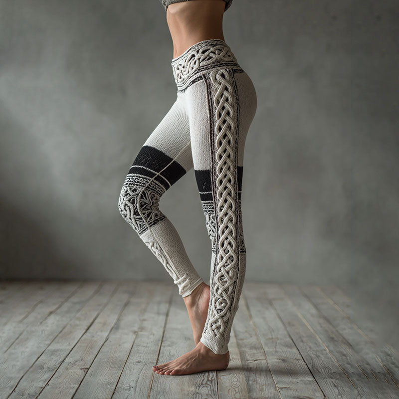 Classic Viking Celtic Knot Art Knit Cozy Casual Leggings