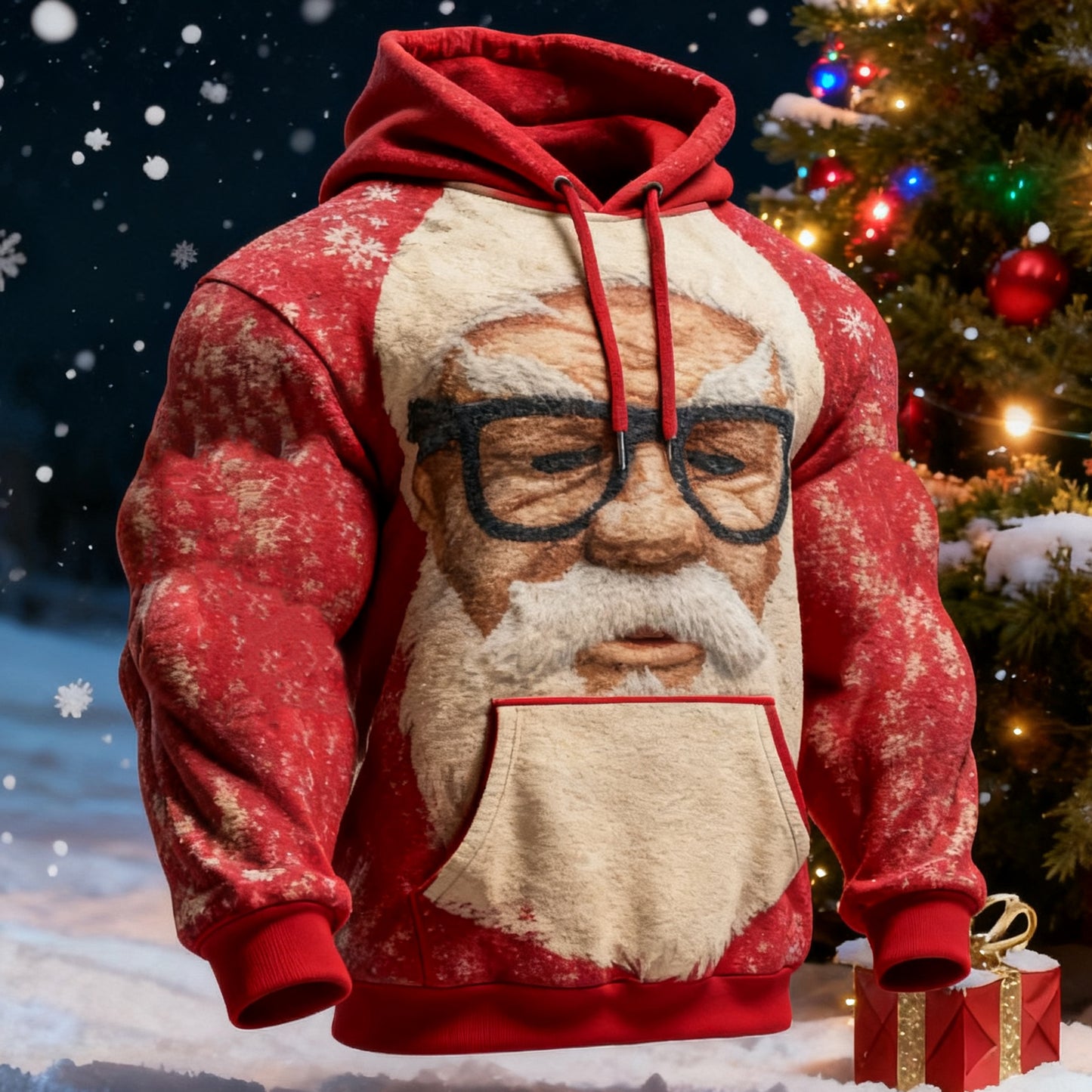 Comstylish Men's Fun Melancholy Santa Claus Hoodie