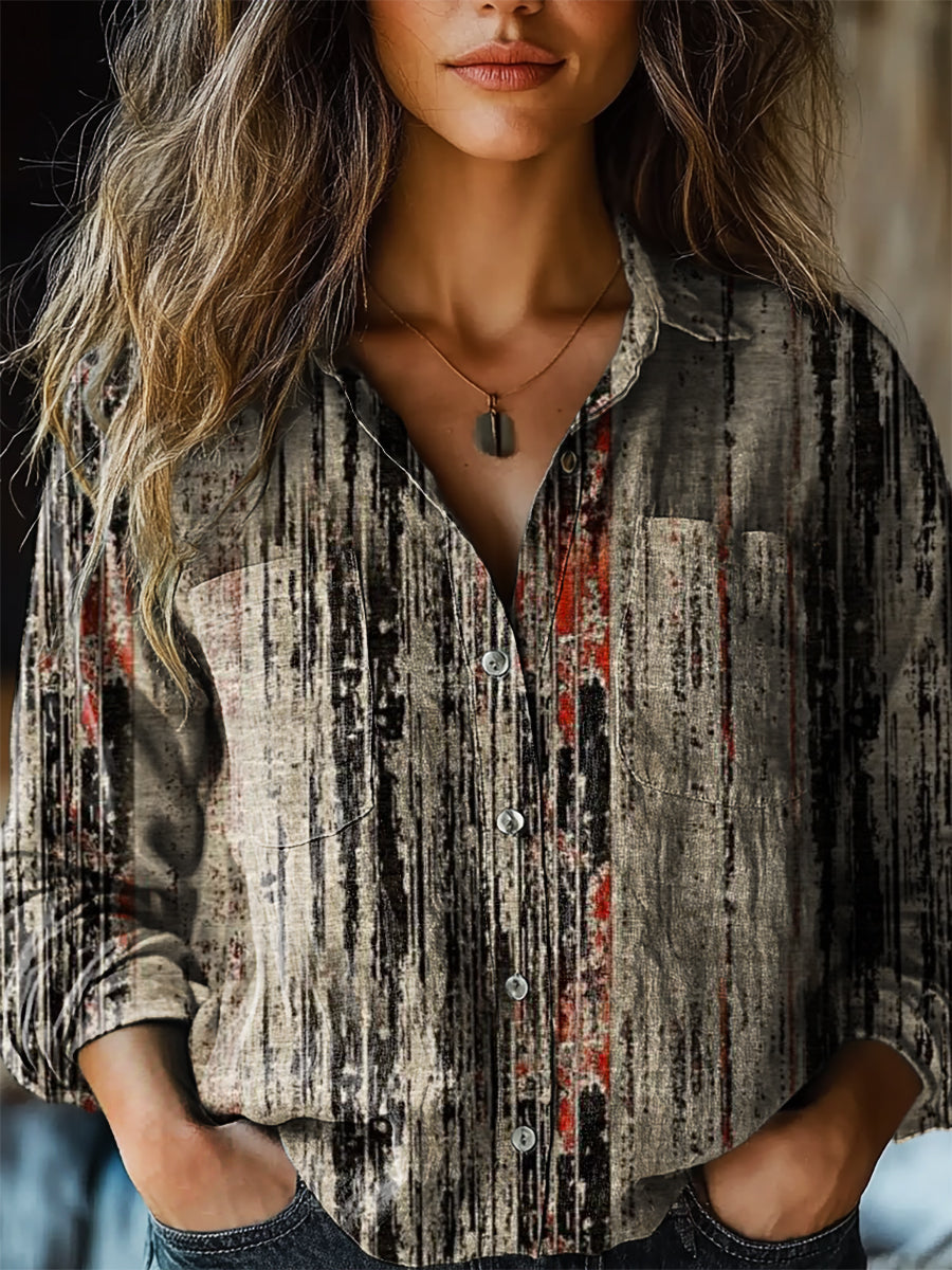 Women's Vintage Bohemian Art Print Casual Long Sleeve Comfortable Cott