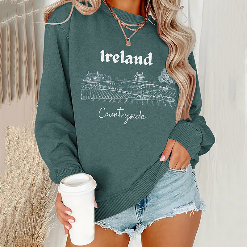 Comstylish Ireland Pattern Vintage Casual Sweatshirt