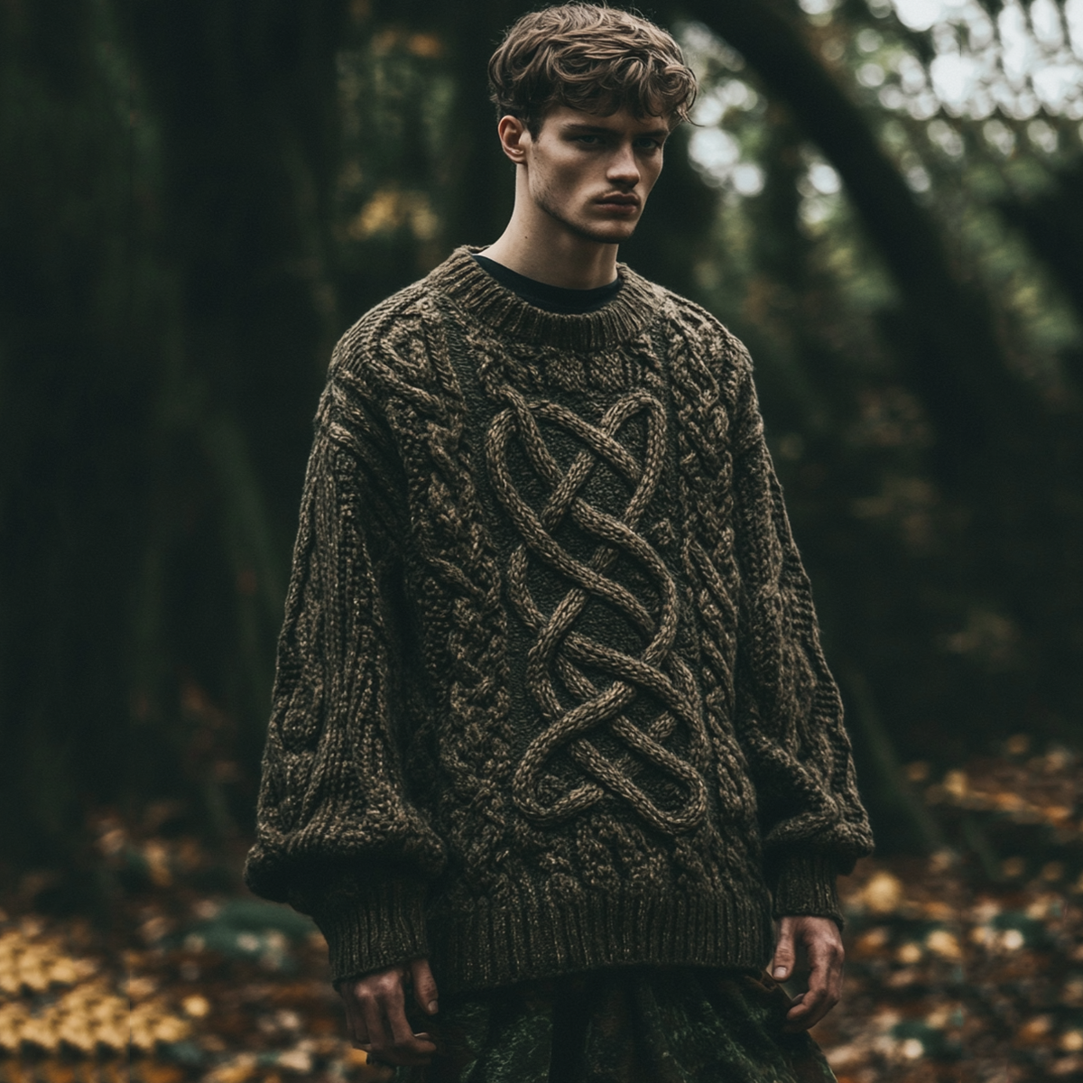 Men's Irish Celtic Knotted Warmth Knit Jacquard Sweater artswardrobe