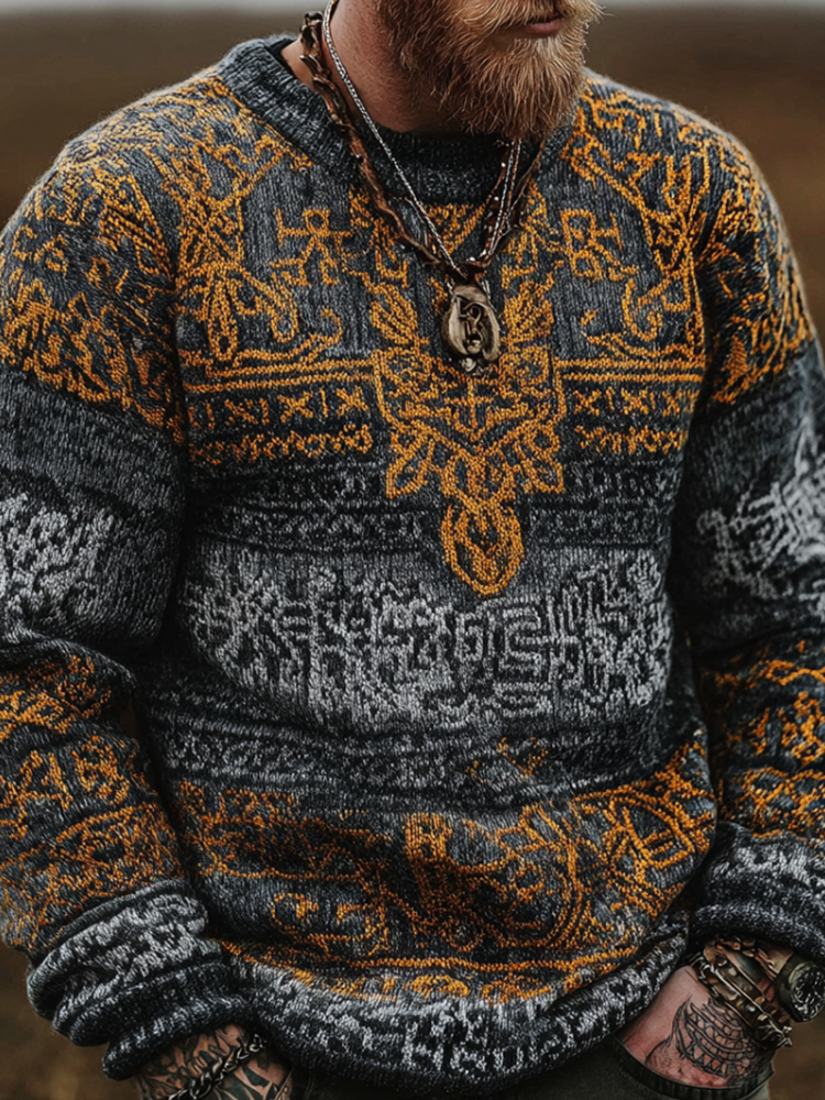 Halloween Men's Round Neck Long Sleeve Thick Warm Sweater elevenforest