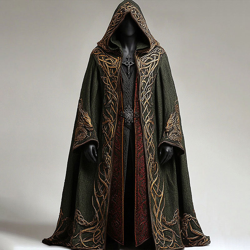 Men's 3d Viking Celtic Embroidered Hooded Cape