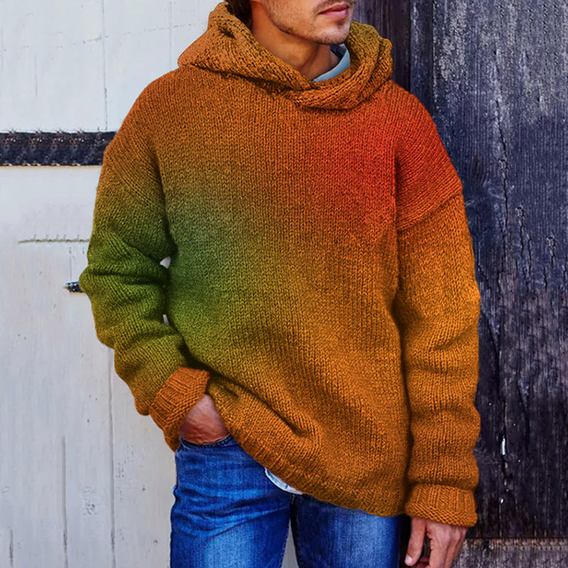 Vintage Gradient Men's Cozy Hooded Sweater artswardrobe