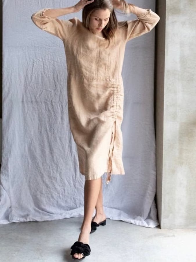 Women's Cotton Linen Shirt Dress