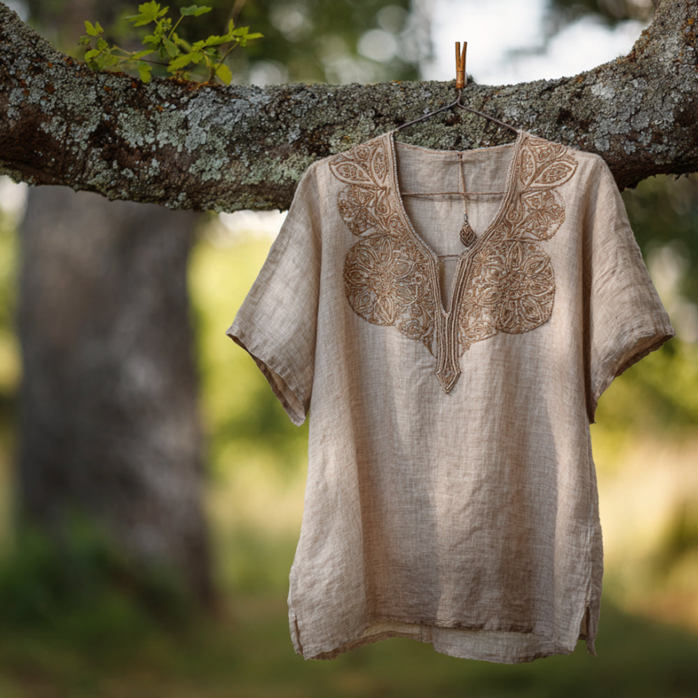 Mandala Short-sleeved V-neck Top artswardrobe