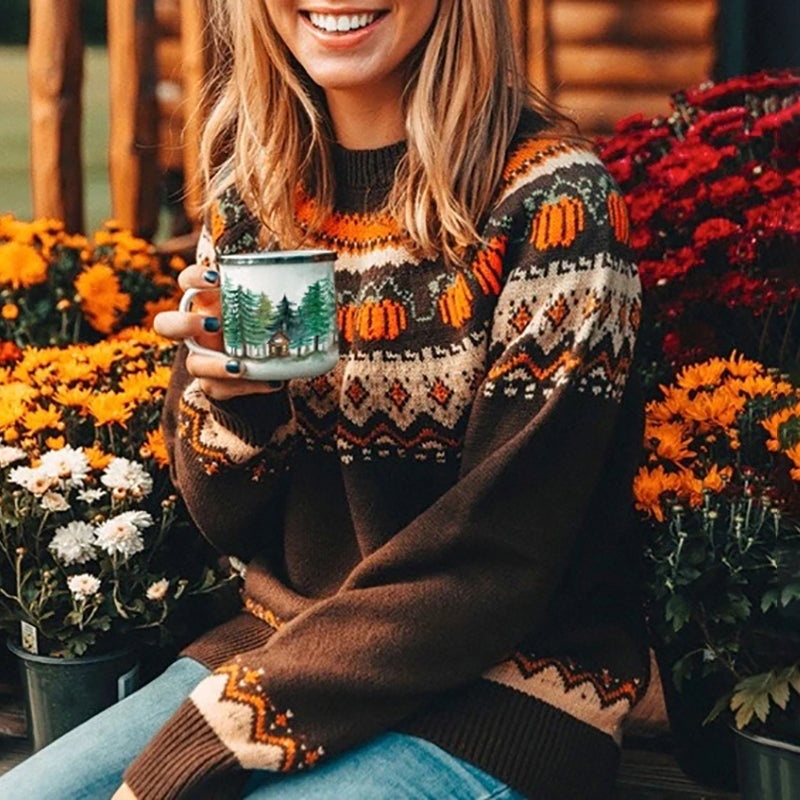 Vintage Halloween Pumpkin Crew Neck Sweater artswardrobe