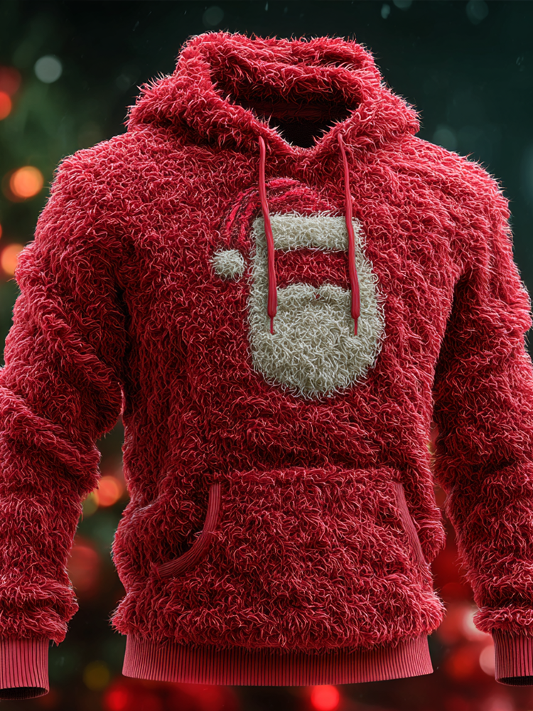 Comstylish Retro Christmas Men's Winter Warmth Flannel Sweatshirt