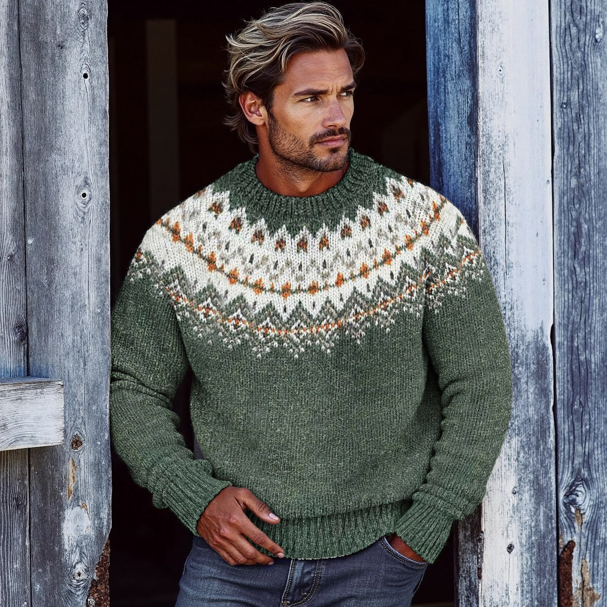 Men's Vintage Fairman Island Jacquard Sweater artswardrobe