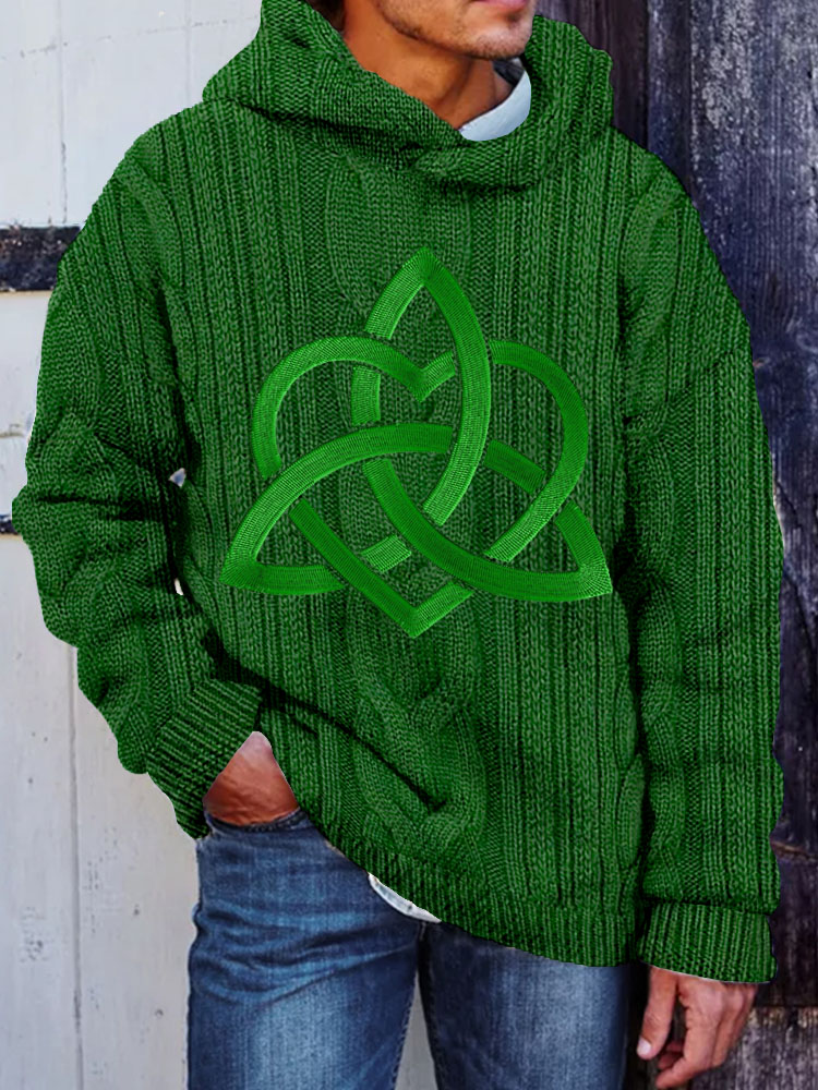 Men's Irish Celtic Love Knot Embroidered Cozy Hooded Sweater elevenforest