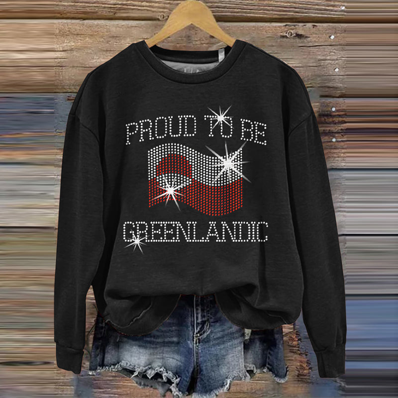 Proud To Be Greenlandic Printed Casual Sweatshirt elevenforest