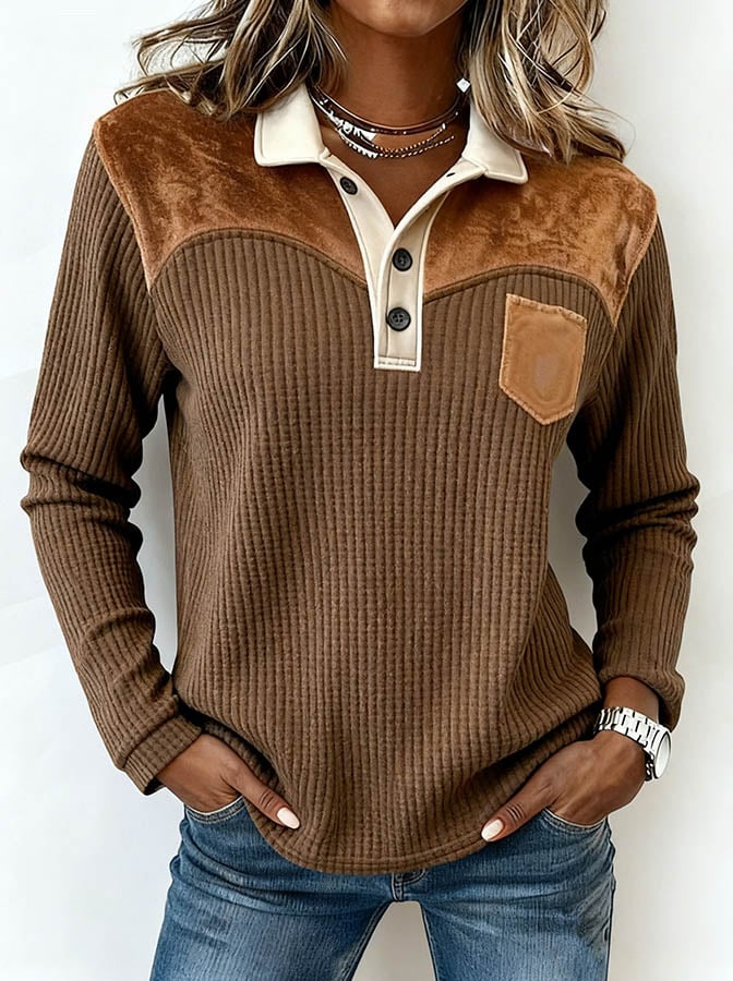 Women's Casual Loose-fitting Lapel Sweatshirt