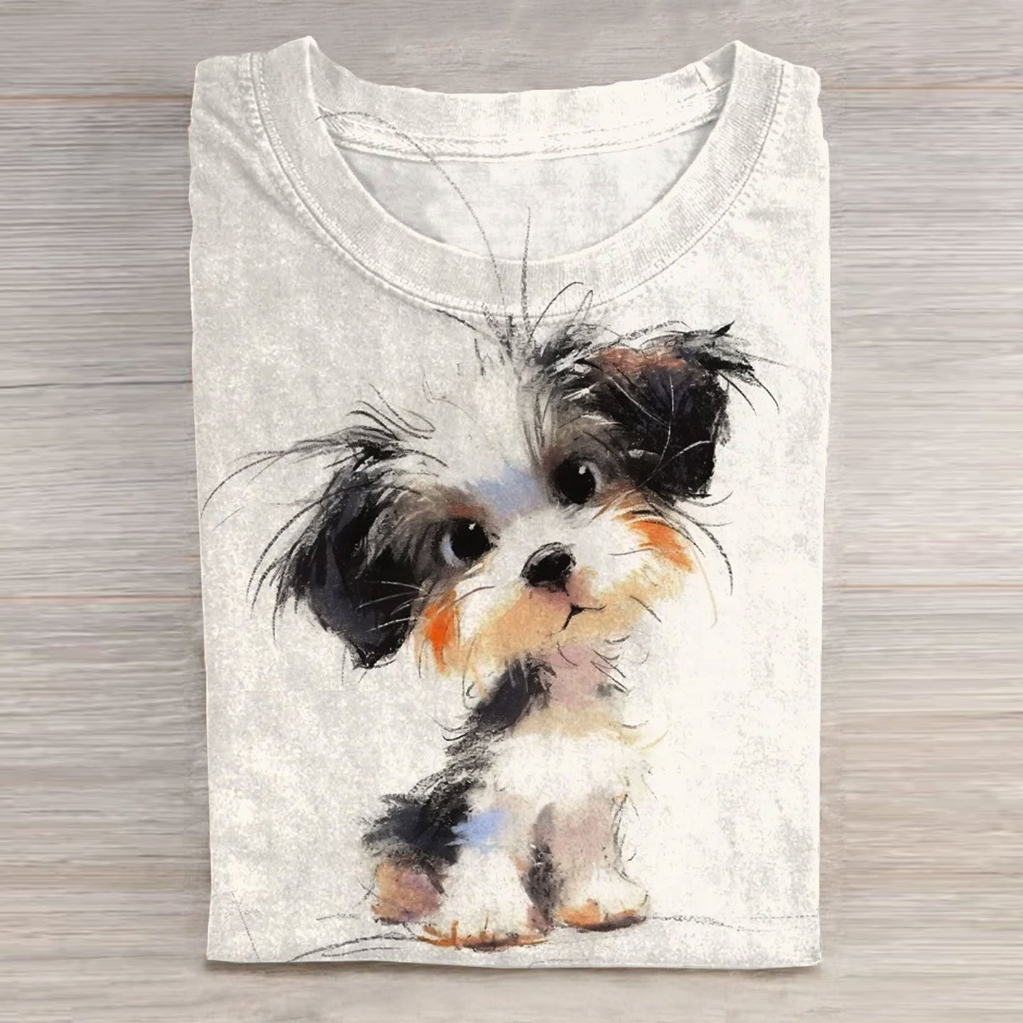 Comstylish Cute Dog Print Short Sleeve T-Shirt