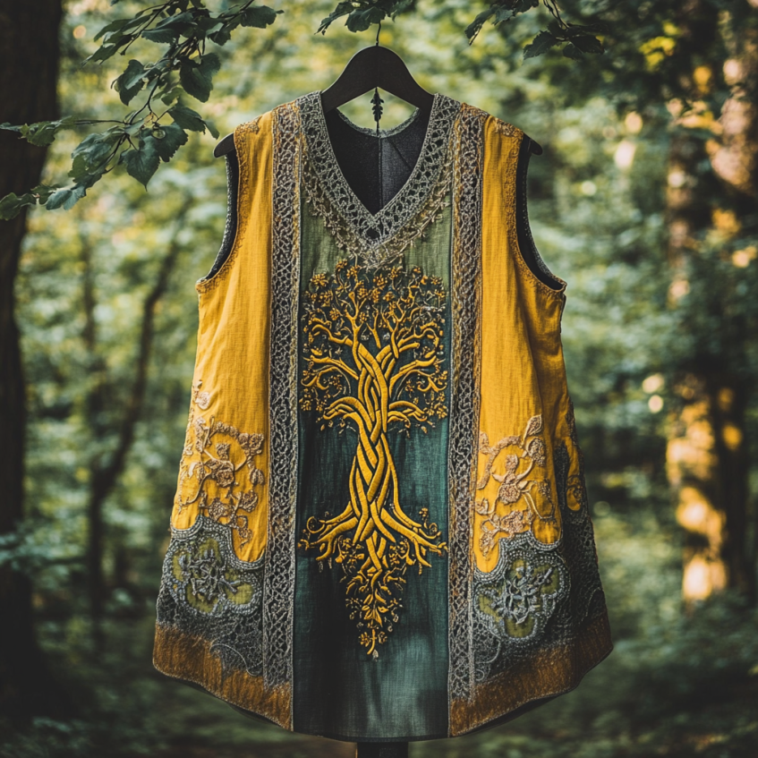 Boho Viking Tribal Celtic Knot Life Of Tree Patchwork Art Sleeveless Tank Top artswardrobe