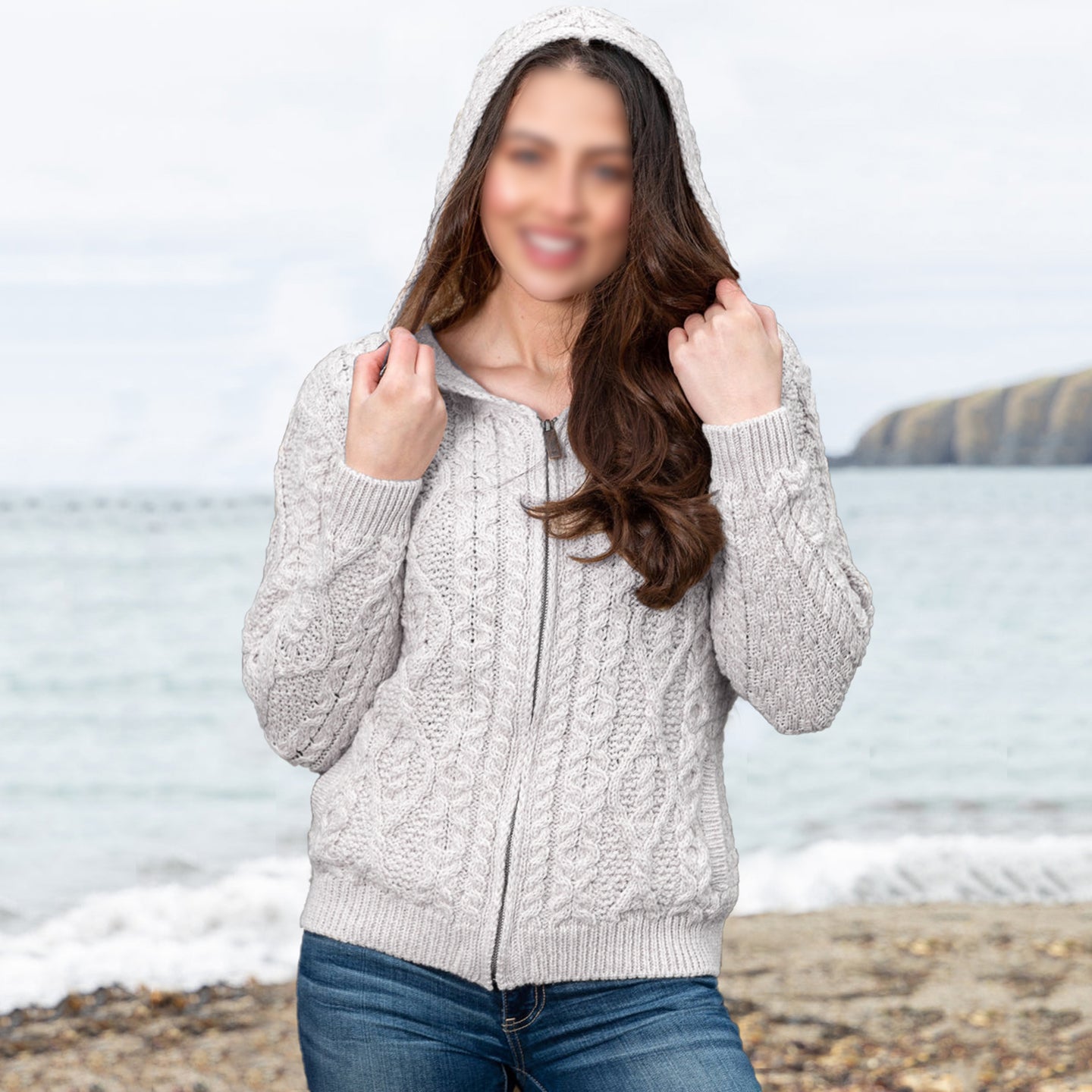 Men'S Retro Aran Jacquard Cozy Zipper Hooded Sweater artswardrobe