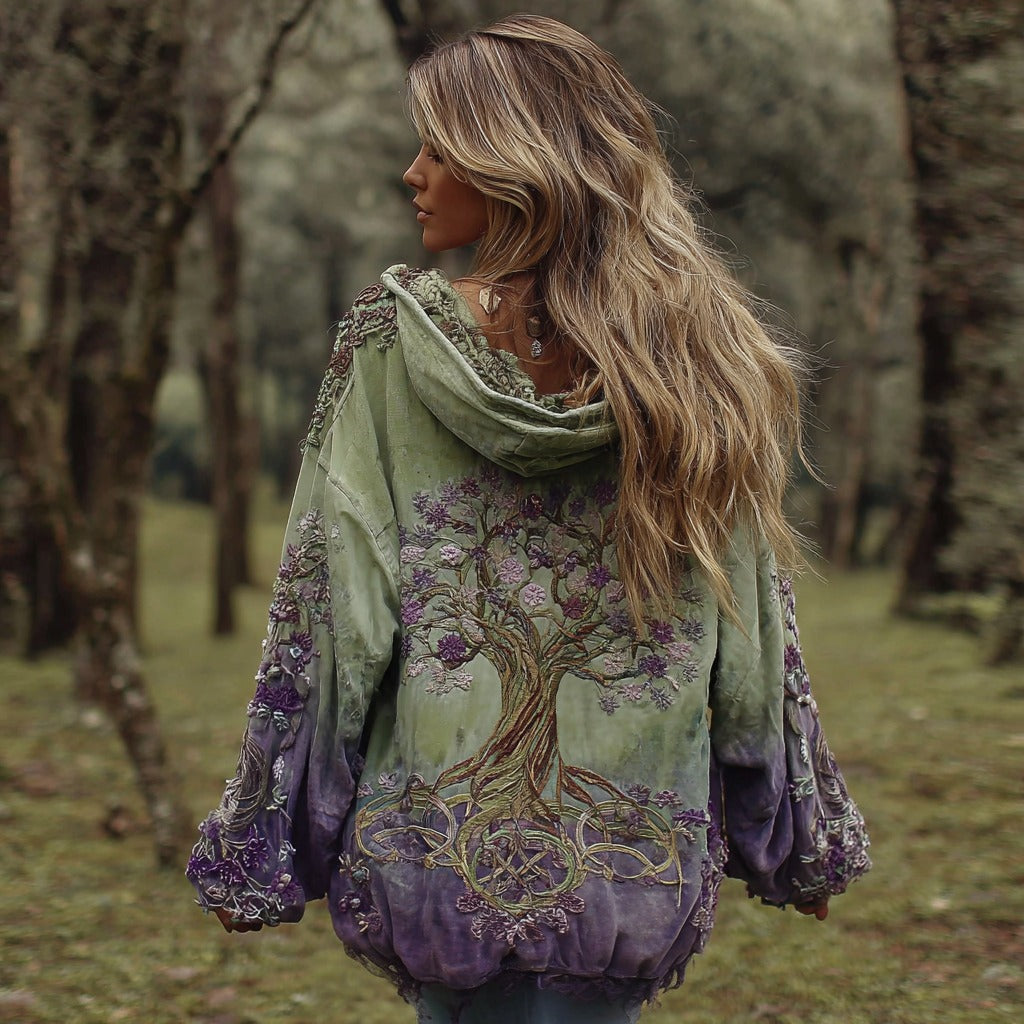 Comstylish Women's Vintage Viking Tree Of Life Thermal Hoodie