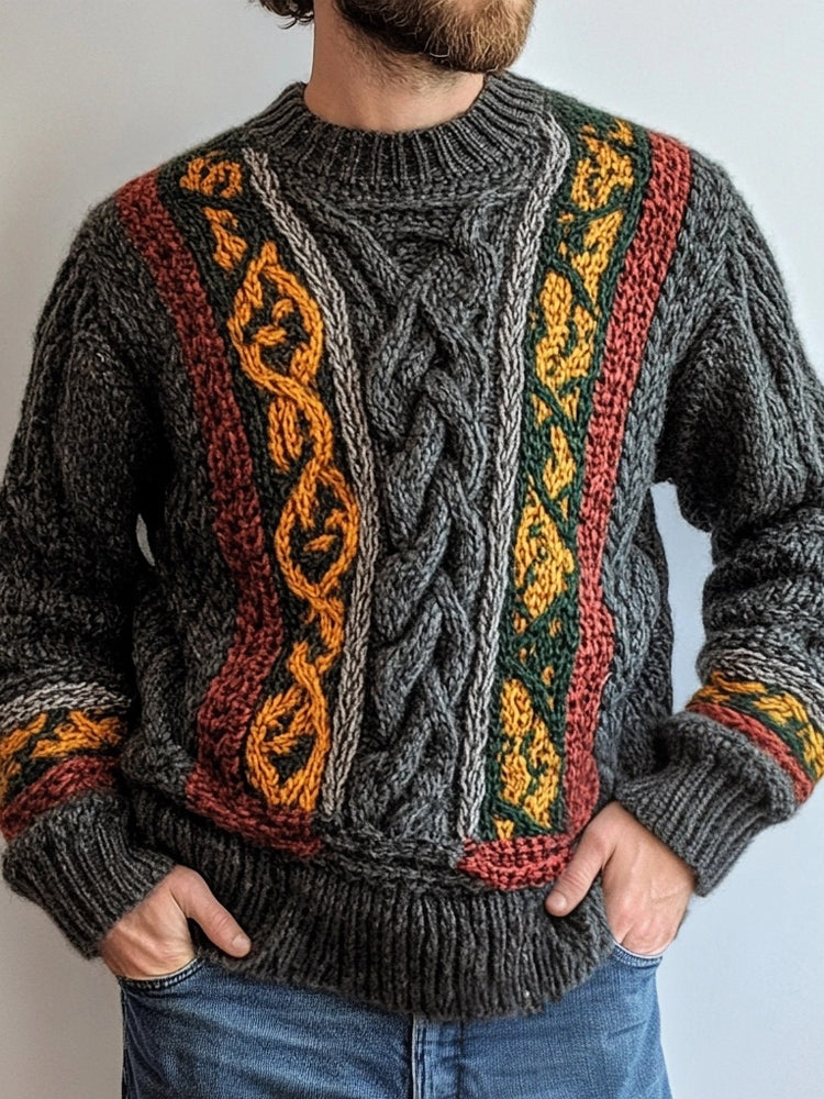 Men's Irish Celtic Jacquard Vintage Cozy Sweater artswardrobe