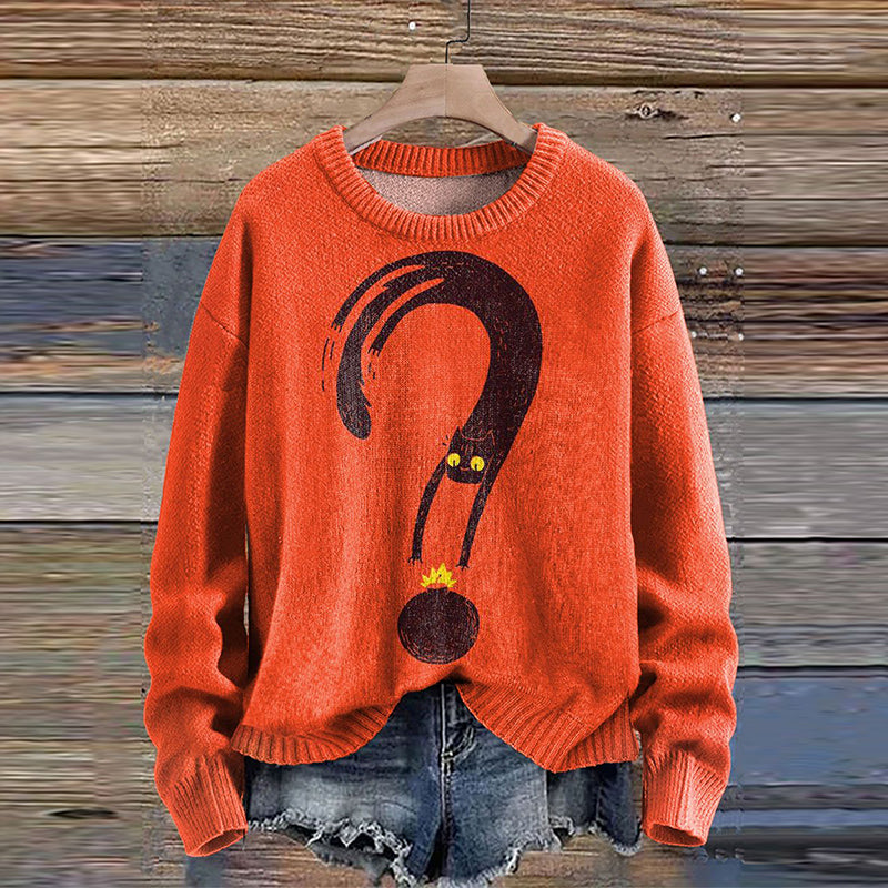 Cat Art Cozy Knit Sweater elevenforest