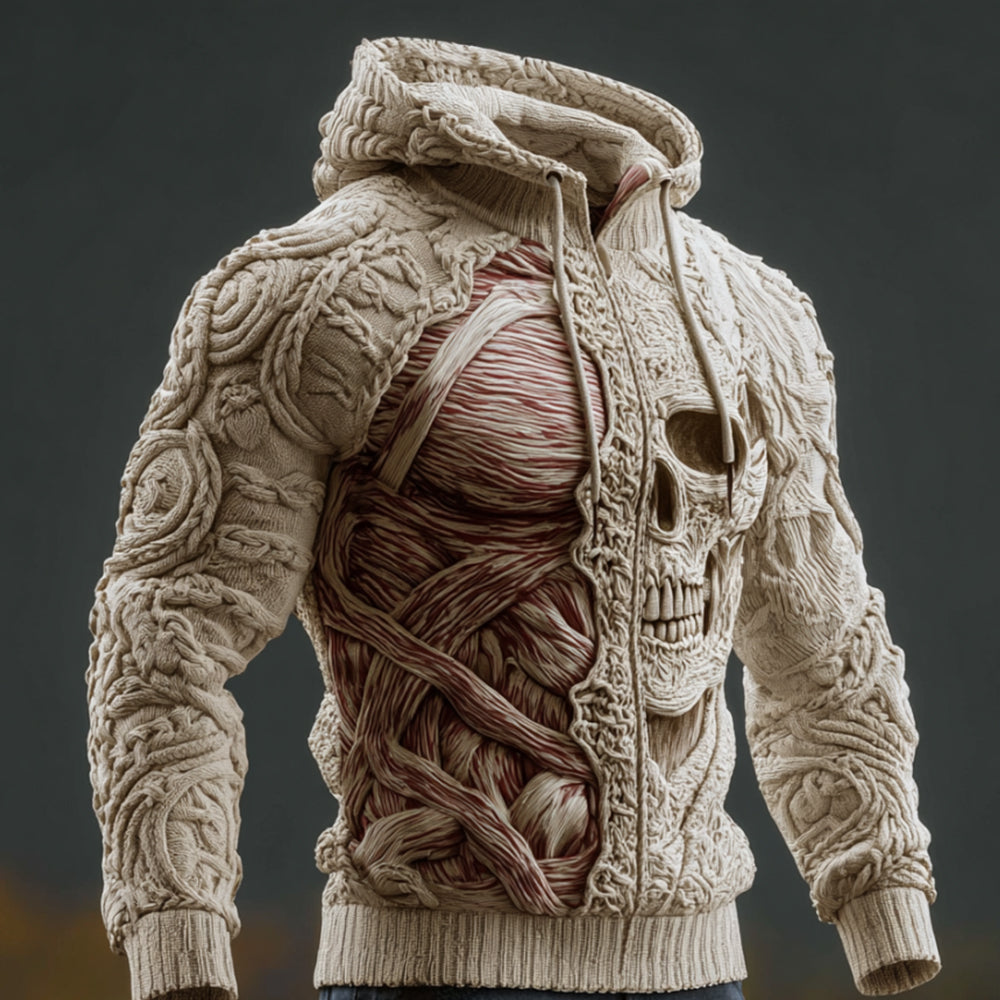 Halloween Human Anatomy Art Skull Retro Hooded Sweater artswardrobe