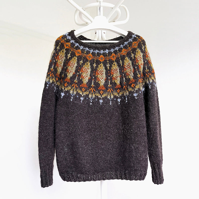 Vintage Geometric Fish-Dried Graphic Knitted Sweater elevenforest