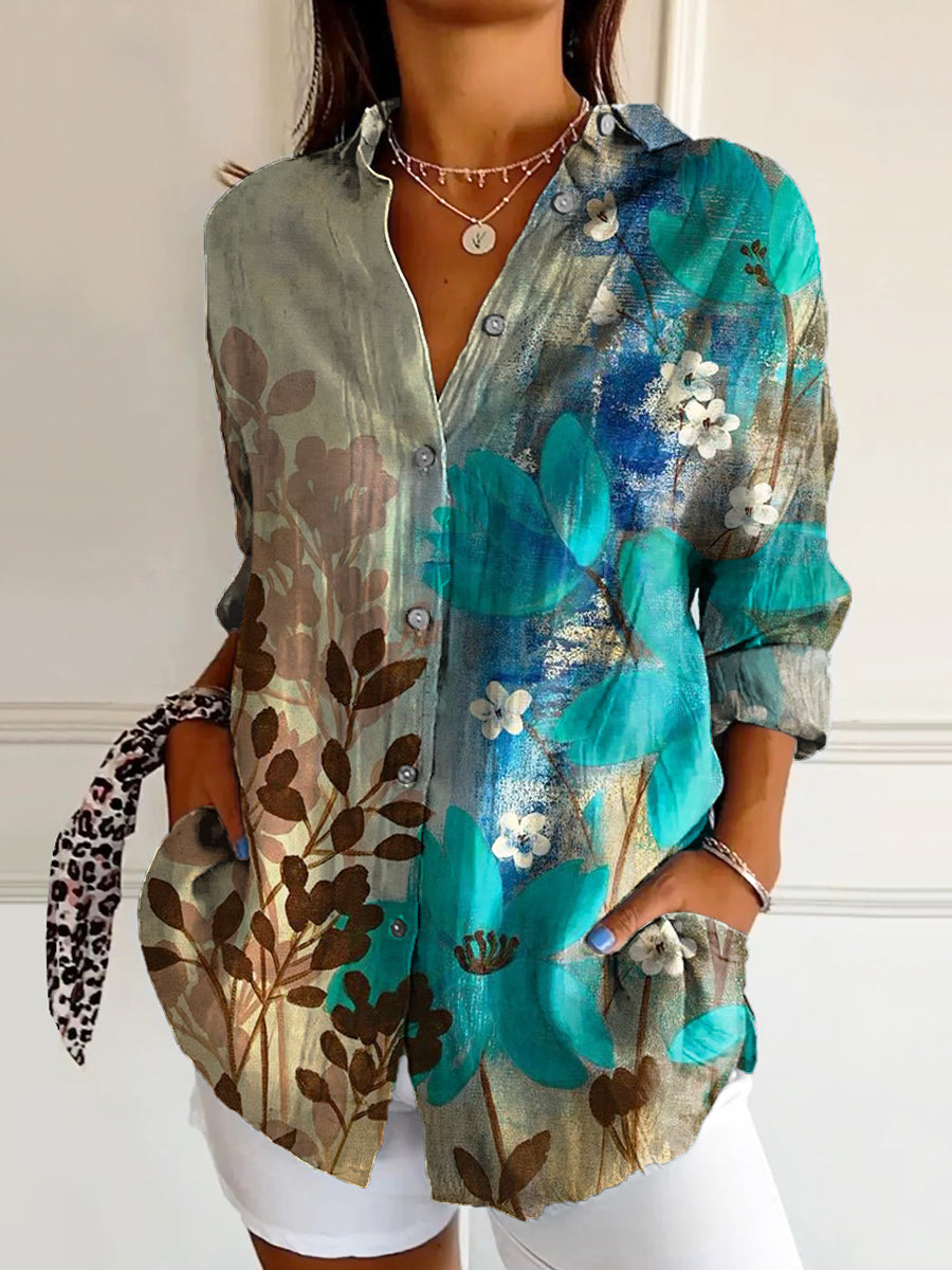 Women's Artistic Floral Ethnic Style Contrast Color Retro Print Stand