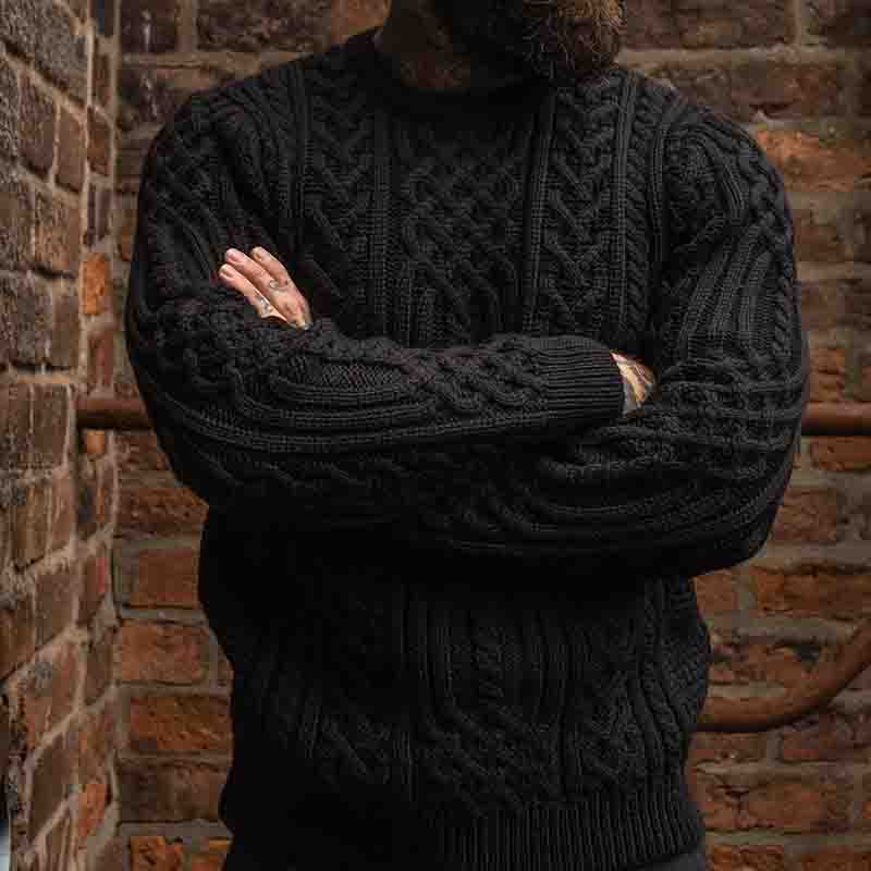 Vintage Men'S Cable Knit Aran Sweater artswardrobe